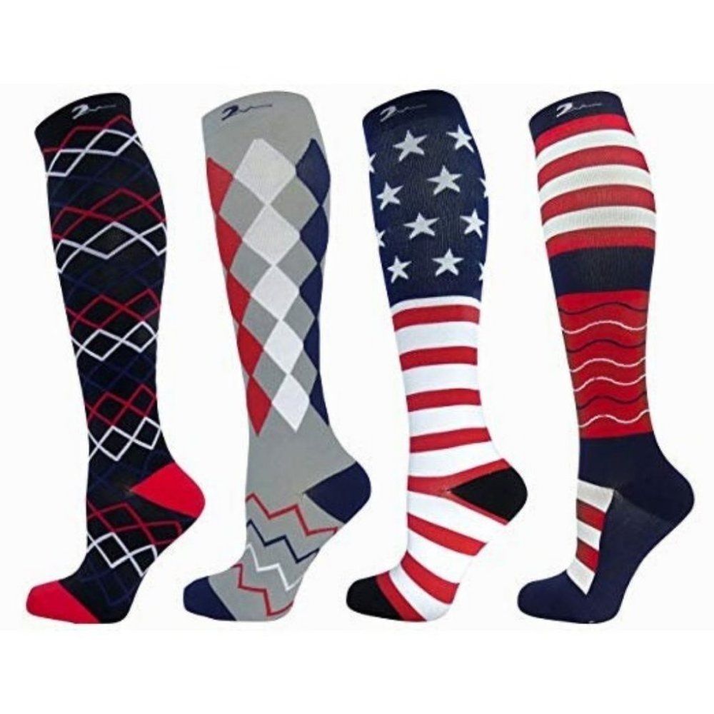 Patriotic Compression Sock Set of 4 Pair (US Flag
